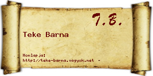Teke Barna névjegykártya